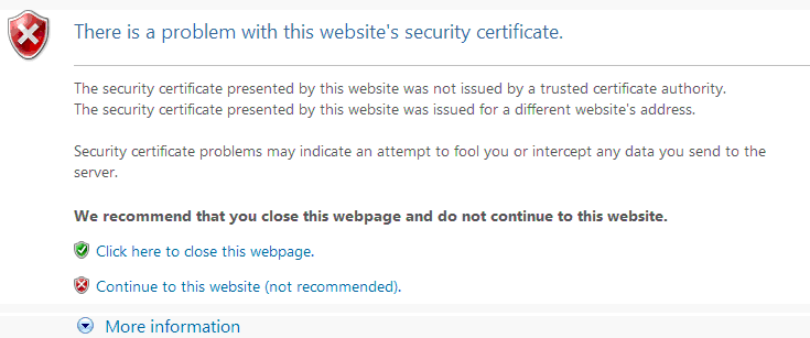 NOC SSL Certificate Warning