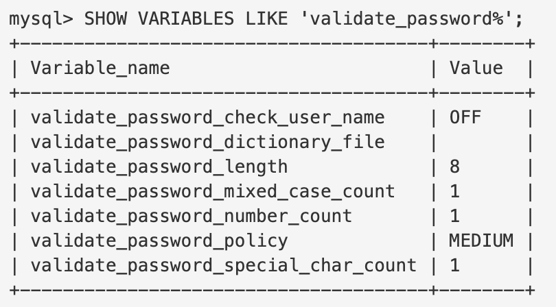 NOC - MySQL Validate Password