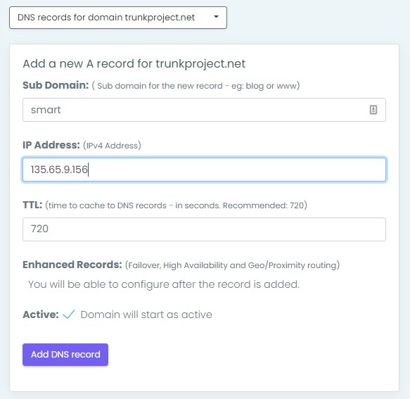 NOC Dashboard - Configuring Subdomains